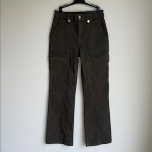 White House Black Market Extra High Rise Cargo Trouser Pants Dark Olive 8